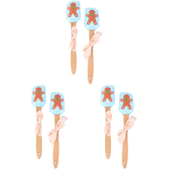 FOMIYES Spatula Silicone Wood 6Pcs Multi Color Christmas Baking Cooking Kitchenware 12.2In