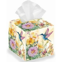 Flowers Tissue Box Holder Hummingbird Square Tissue Box Cover Foldable Tissue Storage Box Waterproof Paper Towel Case Container Organizer Tissue Box Holder for diy making