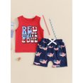 thumbnail image 5 of Elippeo Baby Boy Independence Day 2 Piece Set 6 12 18 24 Months 3 Years Letter Print Tank Tops Elastic Waist Star Print Shorts Infant Toddler 4th of July Outfits, 5 of 10