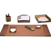 Brown Crocodile Embossed Leather 7-Piece Desk Set