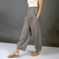 thumbnail image 2 of RQYYD Women's Linen Blend Harem Pants High Waist Casual Loose Trousers with Pockets for Women, 2 of 6