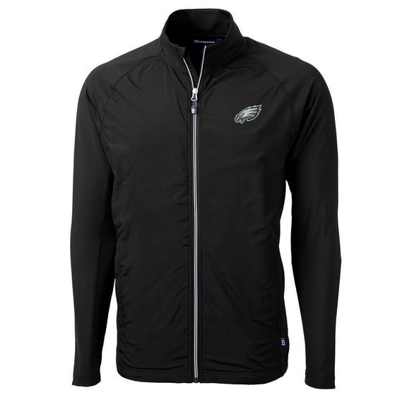 Men's Cutter & Buck Black Philadelphia Eagles Adapt Eco Knit Full-Zip Jacket