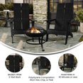 thumbnail image 3 of BizChair Set of 2 Black Modern Commercial All-Weather 2-Slat Poly Resin Adirondack Chairs with 22" Round Wood Burning Fire Pit, 3 of 12