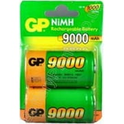 GP Rechargeable NiMH Batteries, D Size, 2-Count Packages (9000MAH)