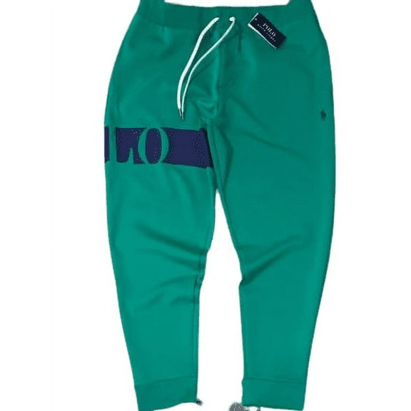 Polo Ralph Lauren Men's Big & Tall Green Double Knit Graphic Jogger Pants, LT