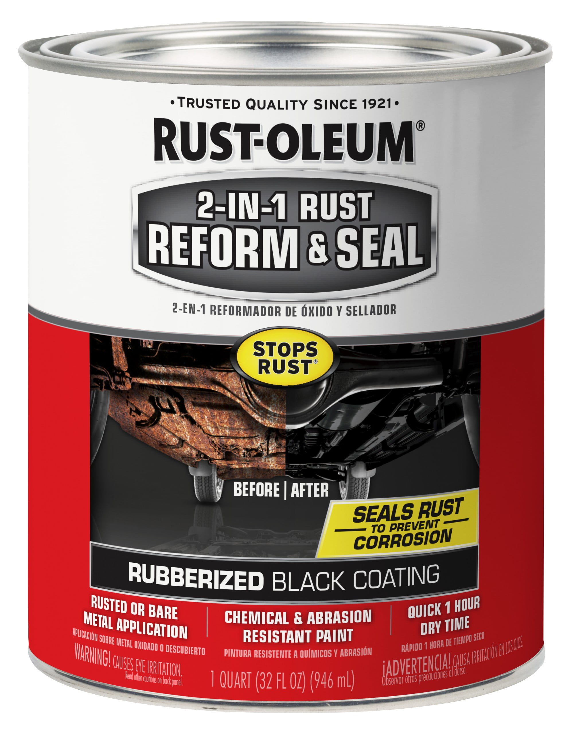 RustOleum Flat Black, Stops Rust Reform and Seal, 1 Qt