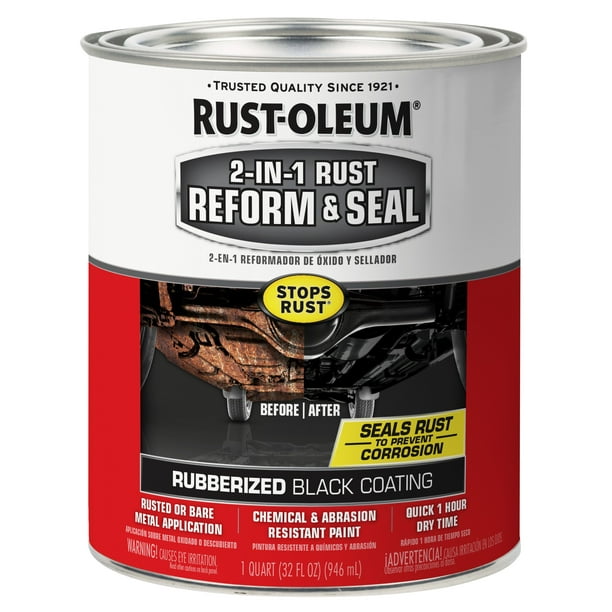 RustOleum Flat Black, Stops Rust Reform and Seal, 1 Qt