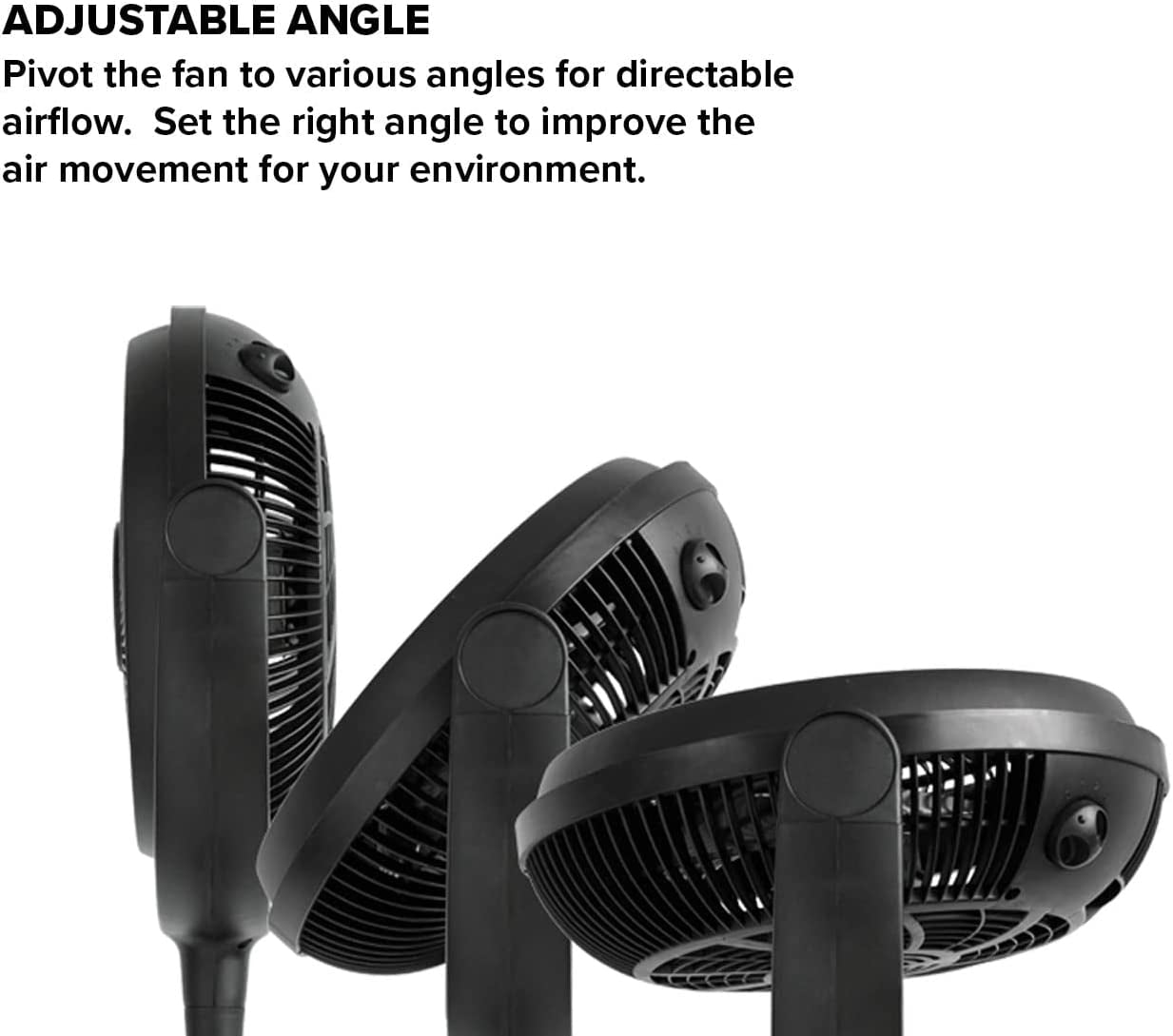 Air Monster 15750 12 Inch Power Stand Fan and Floor Fan, Room Fan, Turbo fan, Air Circulator Fan, 3 Speed Settings, High Velocity, Adjustable Tilt, Black