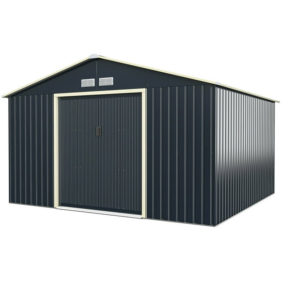 Gymax 11' x 10' Outdoor Tool Storage Shed Large Utility Storage House w/ Sliding Door