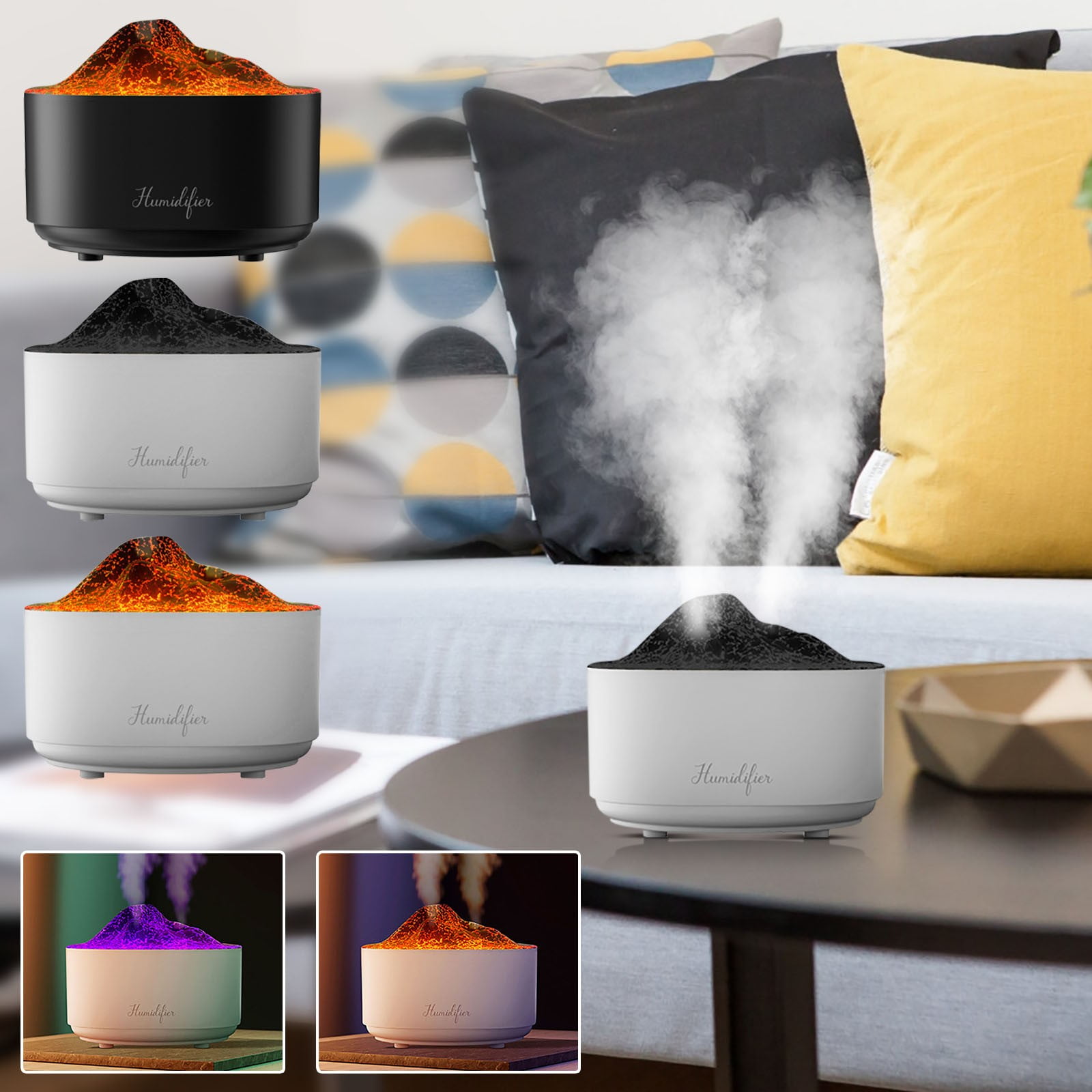 IFNWSV New Home Volcano Aromatherapy Machine Multi-function Flame Humidifier Large Capacity Large Fogs Volume Diffuser,1500ml