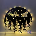 thumbnail image 4 of Shinelab Santa Claus Metal Wall Art LED Light, Santa's Sleigh Sign, Christmas Home Decor, Santa Sleigh Decoration, Xmas Holiday Decorations, Santa Metal Sign 3350, 4 of 5