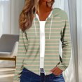 thumbnail image 4 of Women's Full Zip Up Hoodie Cardigans Striped Print Casual Fashion Outerwear Hooded Sweatshirt Fall Spring Coats (S, Green 01), 4 of 6