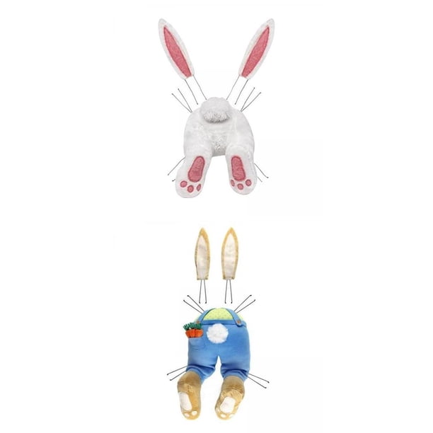 Paquete de 2 traseros y orejas de conejo de Pascua, guirnalda de bricolaje y accesorios para huevos de Pascua para Rosado azul Yuyangstore Corona de Pascua Adjunto