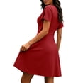thumbnail image 7 of Hurxie Women's Summer Dress Vintage Casual Office Professional Elegant Work V Neck A Line Knee Length Dresses with Pockets Red,L, 7 of 7