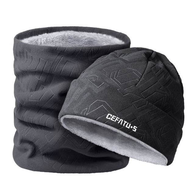 Hats for Men One Size Fits All 100% Polyester Warm Hat Neck Cover Two Piece Set Outdoor Windproof Warm Baotou Ear Protection
