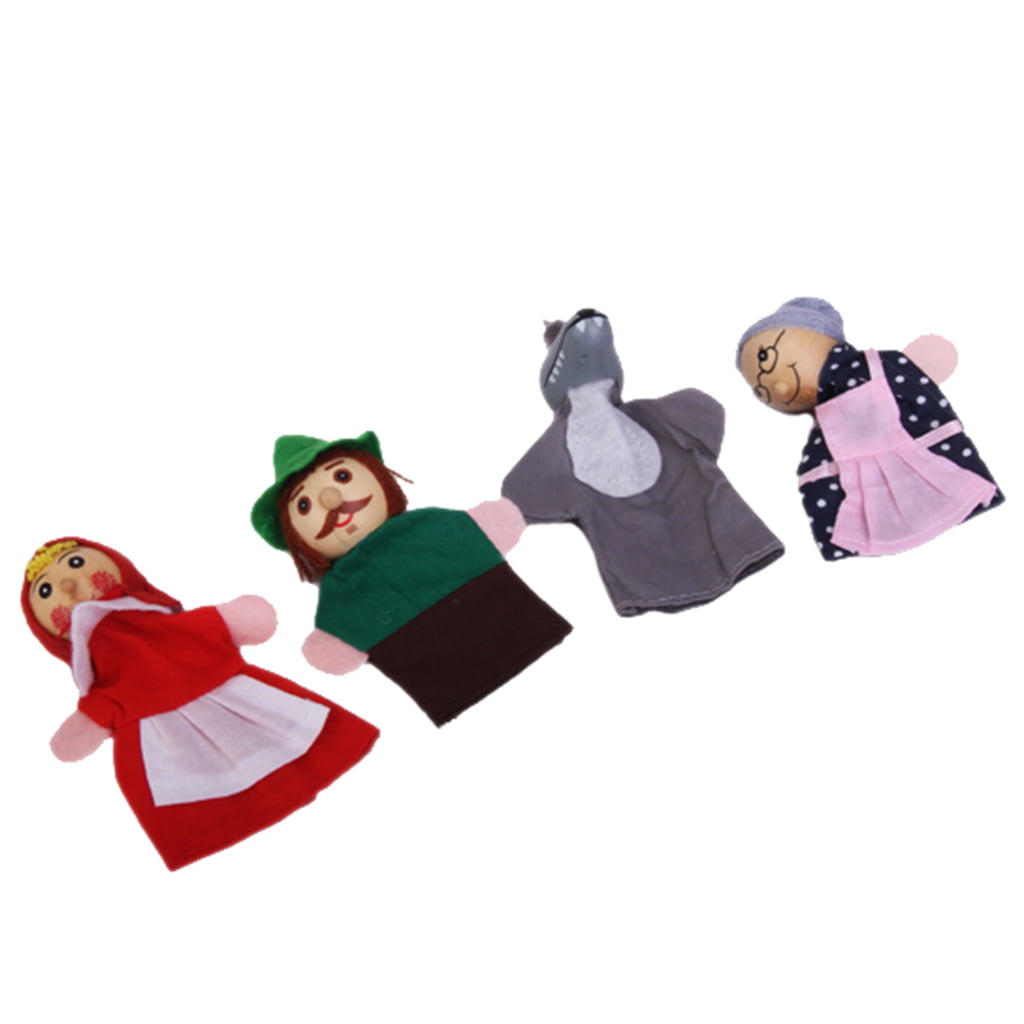 Little Red Riding Hood Lot Of 4 Finger Puppet Toy Dolls 4” US Seller 
