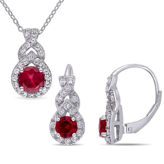 Everly Women's Created Sapphire and Created Ruby Sterling Silver Jewelry Set