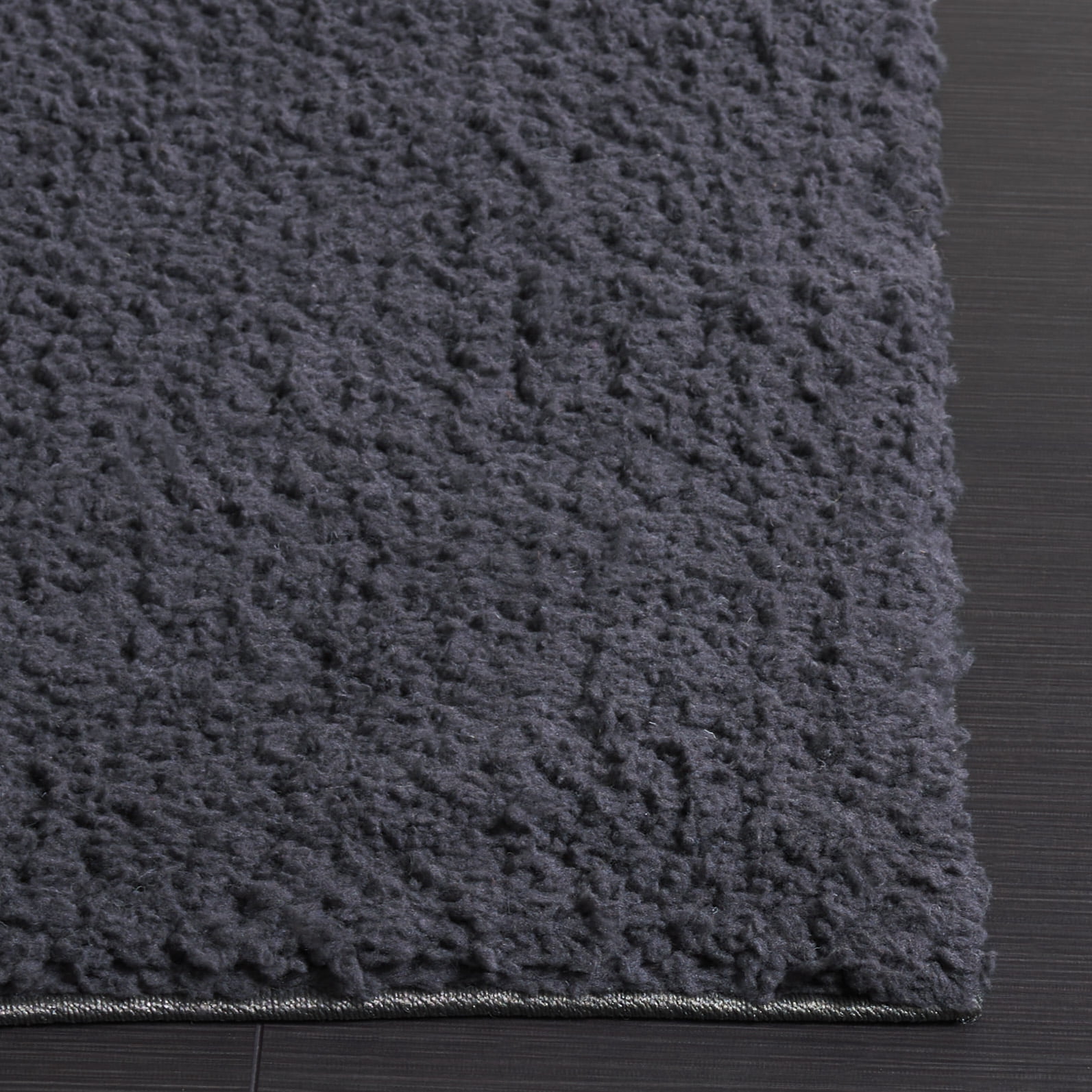 SAFAVIEH Rumi Blaire Solid Polyester Shag Area Rug, Charcoal, 9' x 12'