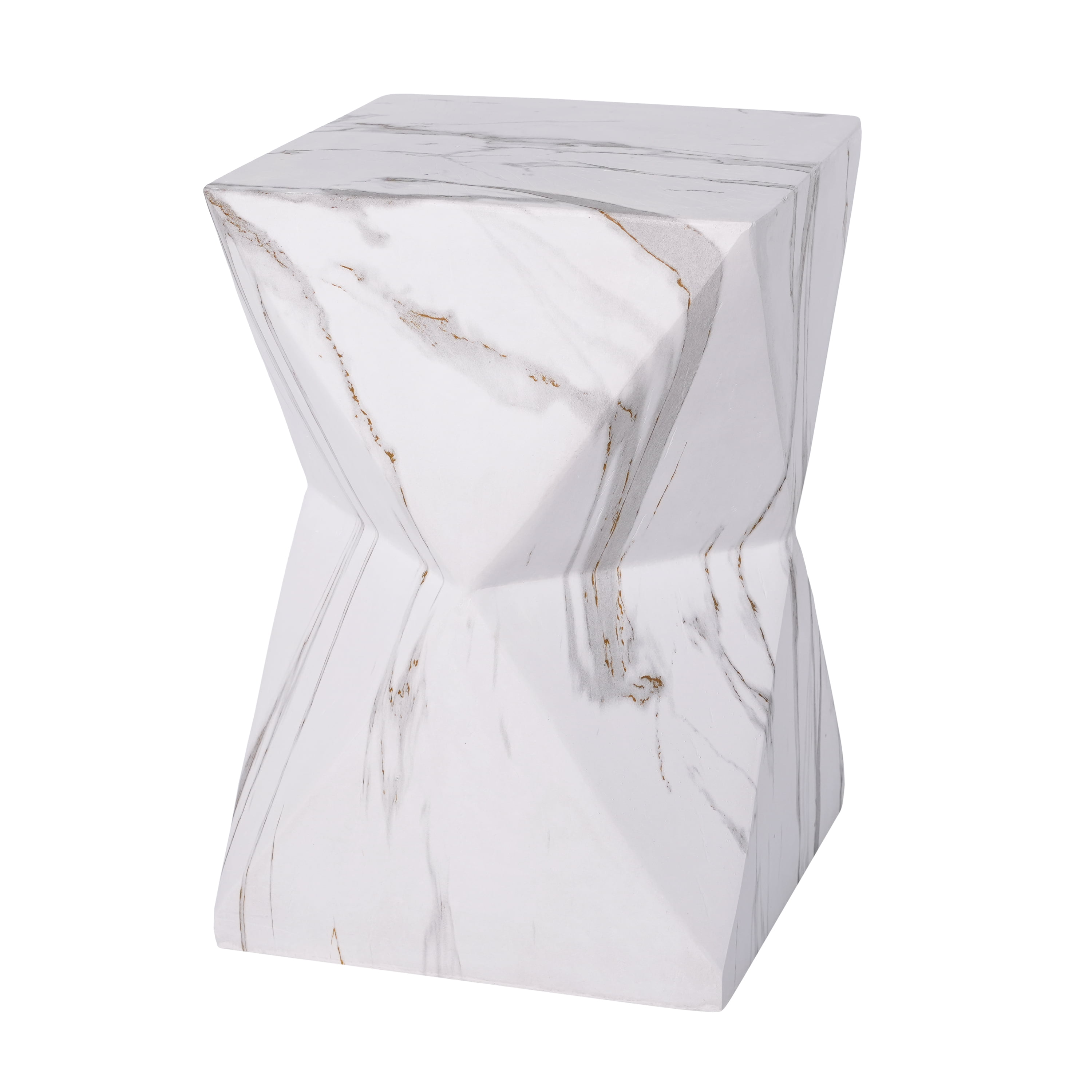Mintazer 18.5"H Modern Geometric Hourglass MGO Side Table, Indoor & Outdoor Sculptural Accent End Table Plant Stool for Living Room Bedroom Patio Garden, White