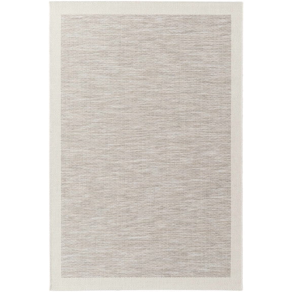 BoutiqueRugs Escalon Cream Bordered Area Rug - Outdoor Safe - Taupe, Cream - 5'3" x 7'7"