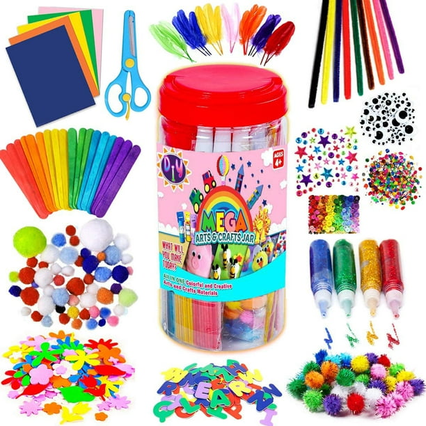 tijeras átomo Aliviar Arts and Crafts Supplies for Kids, Craft Art Supply Jar Kit for Student Age  4 5 6 7 8 9 10 Year Old Crafting Activity, Collage Arts Set for Toddlers  Preschool DIY Classroom Home Project - Walmart.com