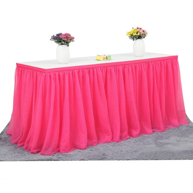 Yeacher Handmade Tulle Table Skirt Tablecloth Decorative Tableware Cloth for Rectangle or Round Table Home