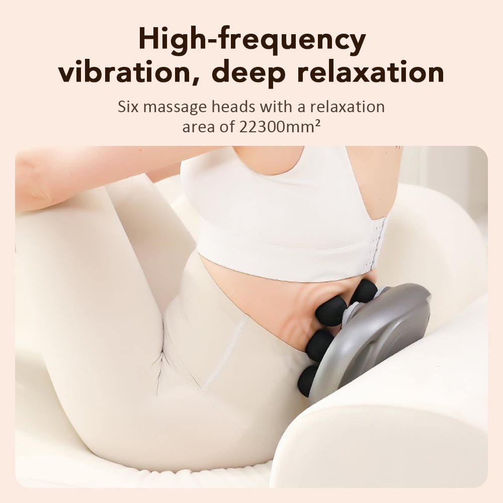 6 Head Massage Gun, 6 Head Fascia Gun with Deep Tissue with 9 Levels & 9 Modes, Portable Muscle Massage Gun for Legs, Arms, Waist, Back, Necks, Grey