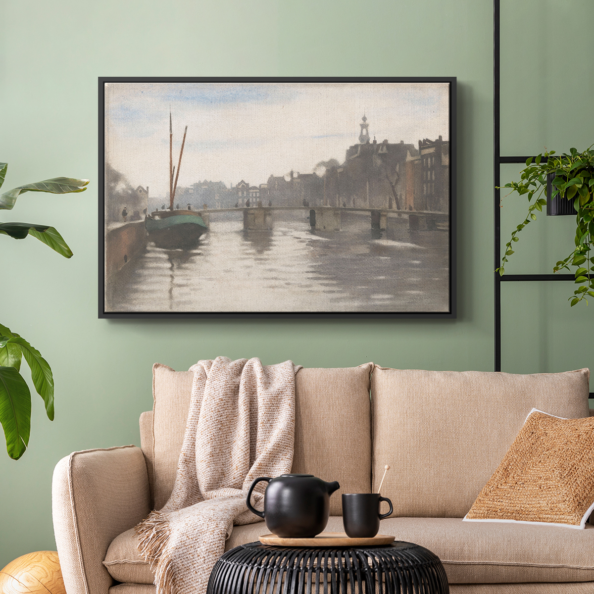 Vintage Landscape-CCCLVI By Wexford Home Framed in Black Wood Gallery Wrapped Canvas 27 in. x 41 in.