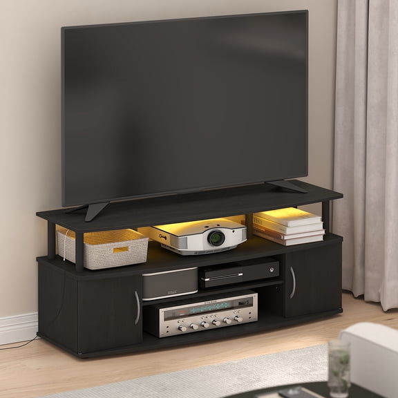 Furinno Jaya LED TV Stand for TV up to 55 Inch. Blackwood