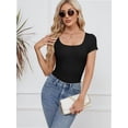 thumbnail image 7 of Women Short Sleeve Scoop Neck Tops Shirts Fitted Summer Tshirt Tee, 7 of 7