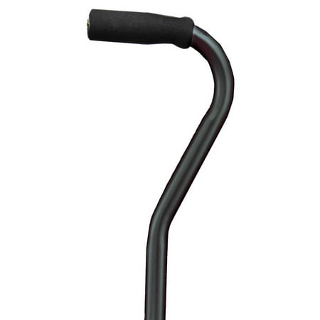 Carex Adjustable Small Base Quad Cane with Offset Handle, Wrist Strap, Cushioned Foam Grip, Black