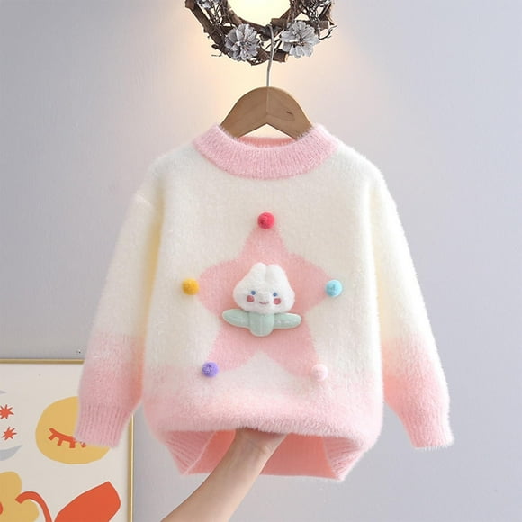 Cowsor Chandails pour Enfants Chandail Tricoté Vintage Col Rond Manches Longues Chandails Chandail Vache de Prairie Chandail