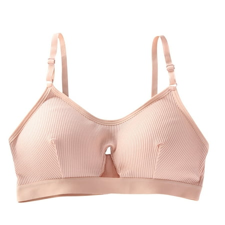 

Tangnade Ladies casual underwear bra Women Cup Ring-Free Thread Hollowing Adjustable Bra Brassiere Cotton Underwear Pink One size