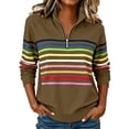 thumbnail image 3 of DIOAZUD Women's 1/4 Zip Pullover Sweatshirts Striped Stand Collar Long Sleeve Sweatshirt Casual Fall Tops for Daily Wear, 3 of 7