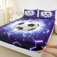 thumbnail image 3 of Homewish Soxxer Sport Game Twin Sheet Sets,Football Lovers Twin Fitted Sheet,Purple White Flat Sheet For Boys Kids,Super Cozy Room Decor,3-Piece, 3 of 7