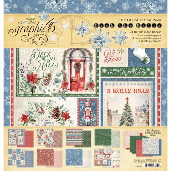 Graphic 45 Collection Pack 12"X12"-Deck The Halls