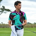 thumbnail image 2 of Kdxio Rex Dinosaur With Sunglasses Print Men's Short Sleeve Polo Shirt,Midweight Men's Shirt, 2 of 6