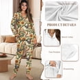 thumbnail image 6 of DISNIMO Sunflower Rooster Print Womens Button Down Pajama Set Long Sleeve Sleepwear Soft Comfy Loungewear V Neck Lounge Set with Long Pajama Pants, 6 of 7