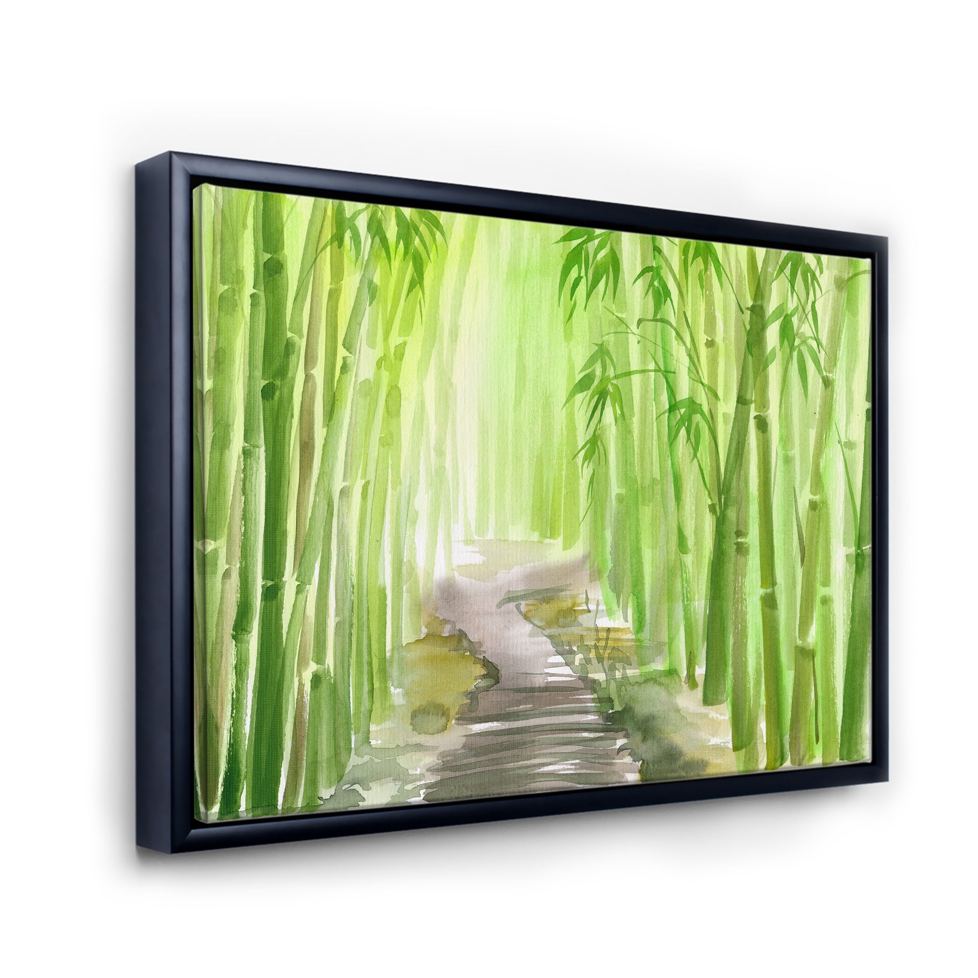 Designart 'Path in Green Bamboo Forest' Traditional Framed Canvas Wall Art Print