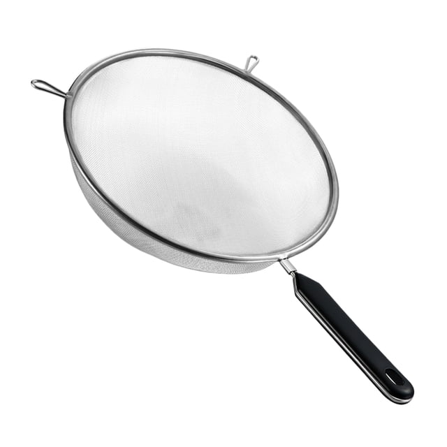 Colador de cocina de acero inoxidable de malla fina con asa para filtrar aceite, arroz y té (malla 40)