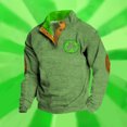 thumbnail image 2 of Telankuip Mens St Patricks Day Sweatshirts Oversized Retro Shamrock Flag Print Quater Button Stand Collar Pullover Tops Fashion Funny Graphic Casual Long Sleeve Winter Clothes 3-Green XL, 2 of 4