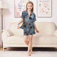 thumbnail image 6 of FORMRS Kids Short Sleeve Top and Pants Pajama Set Unisex Satin 2-Piece Sleepwear, Sizes 7-8Y, Elegant Hexagon Pattern, 6 of 8