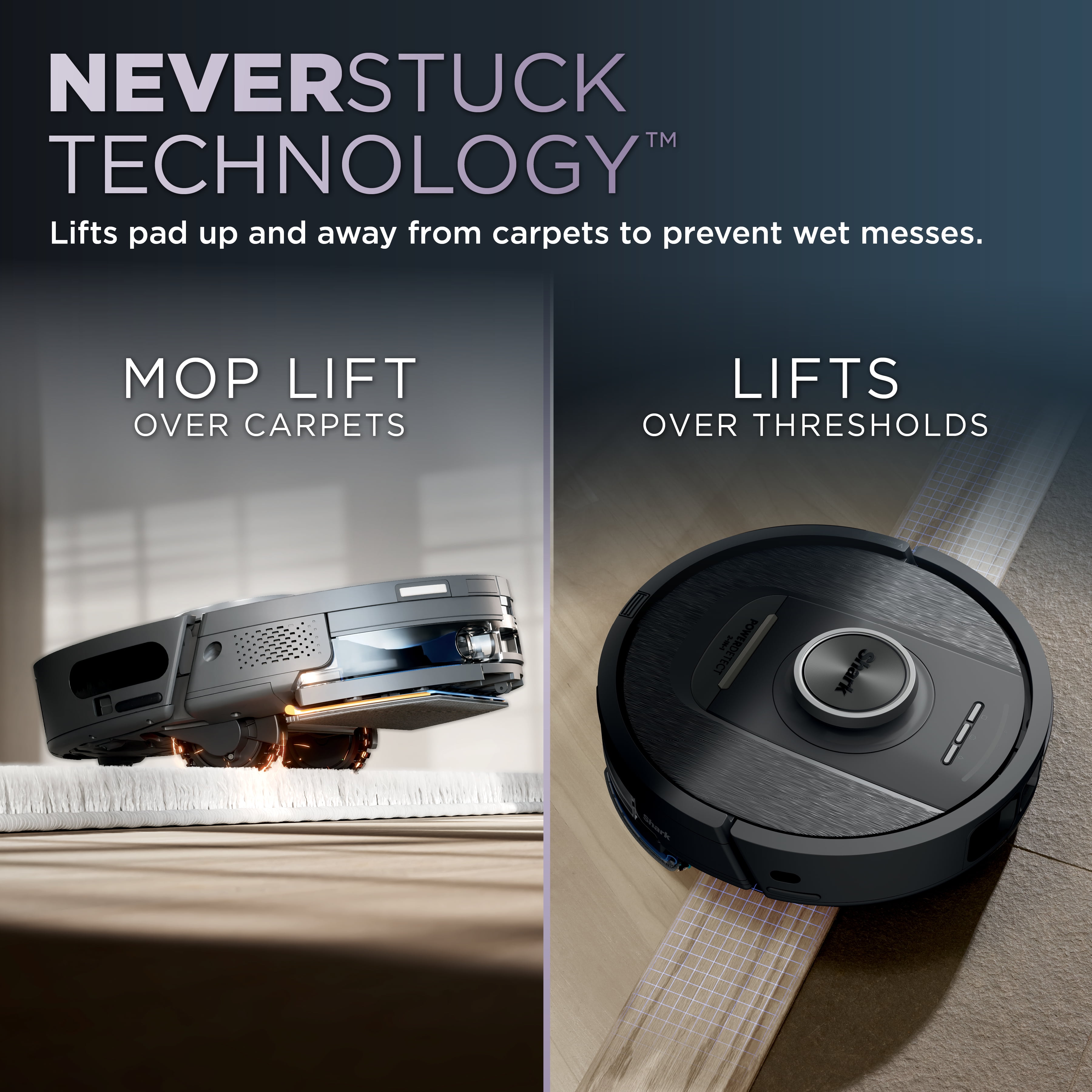 Shark PowerDetect 2-in-1 Robot Vacuum & Mop, NeverTouch Base 60-Day, Pet Friendly, StainDetect, RV2820YE