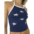 thumbnail image 2 of Seyurigaoka Women Vest Sleeveless Lacing Halterneck Backless Stars Print Summer Tops for Club Party, 2 of 9
