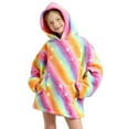 thumbnail image 2 of BFHHYA Kids Fleece Blanket Hoodie Wearable Blanket Cute Cartoon Robe Comfy Oversized Sweatshirt With Pocket Gifts for Boys Girls, 2 of 3