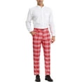 thumbnail image 2 of INSPIRE CHIC Men's Business Plaid Lightweight Regular Fit Flat Front Checked Pants 30 Red, 2 of 7