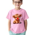 thumbnail image 2 of NINGMENG Hauts et T-Shirts pour Filles Enfants Imprimé Vache Dessin Animé Col Rond Manches Courtes Sport Décontracté Confortable Hauts Chandail T-Shirts Mode Urbaine, Rose, 7-8 Ans, 2 of 4