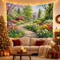 thumbnail image 3 of Spring Tulip Garden Along a Winding Stone Path, Serene Watercolor for Flower Lovers, Botanical Wall Art, Housewarming Gift, Tapestry Wall Hanging for Bedroom and Living Room, 3 of 7