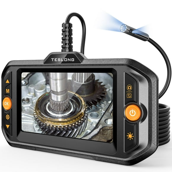 Teslong Endoscope Double Objectif avec Lumière, Caméra d'Inspection de Borescope Mécanicien, Scope Fibre Optique, Sonde Flexible pour Automobile, HVAC, Mur & Inspections Domestiques (16.5 Pieds)