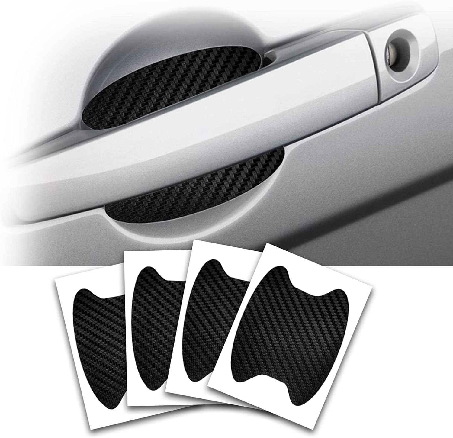 4PCS Car Door Handle Sticker, Universal Carbon Fiber AntiScratches Car